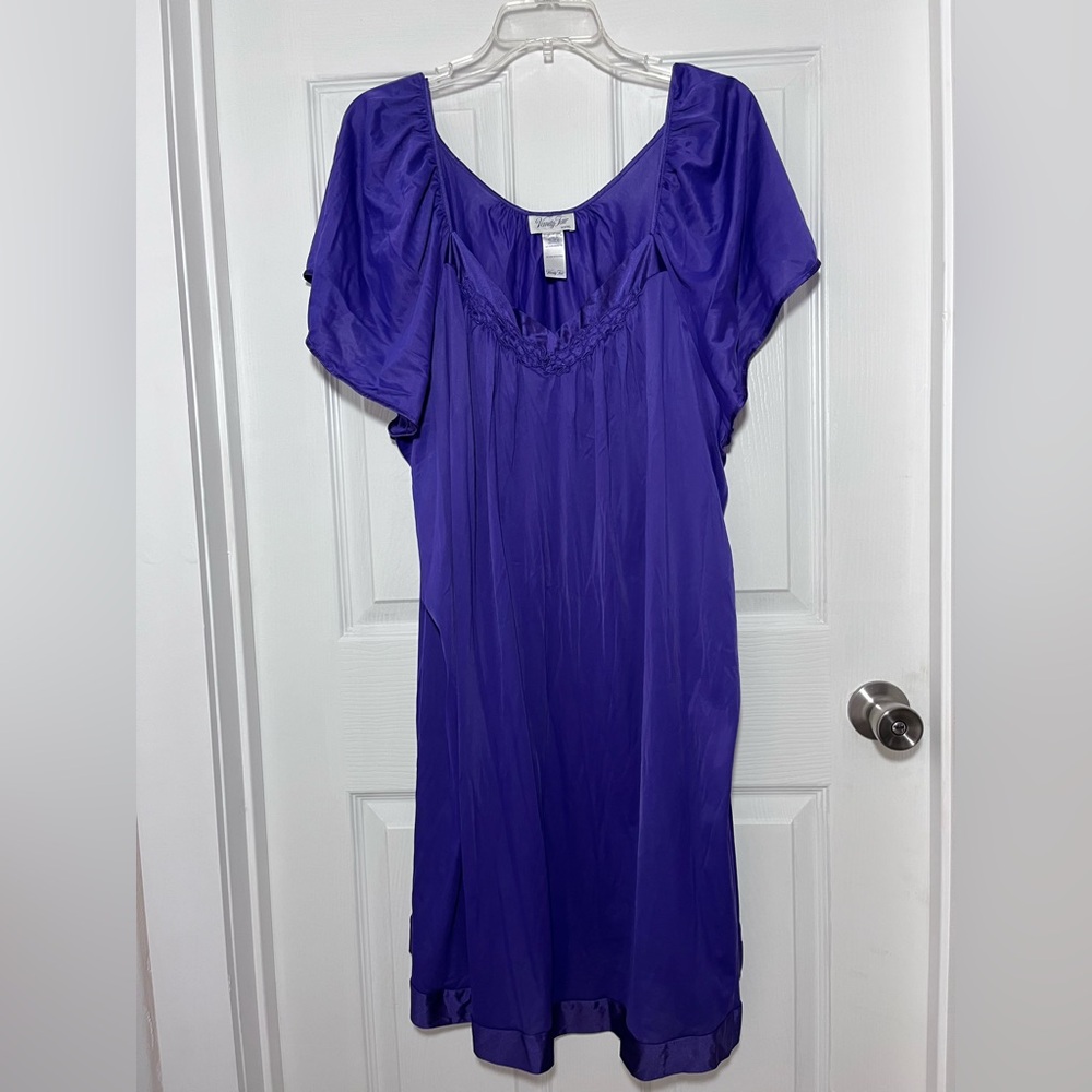 Vanity Fair Purple Nightdress with Gathered Neckline